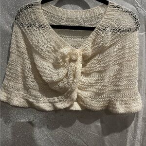 Elegant Cream Knit Poncho